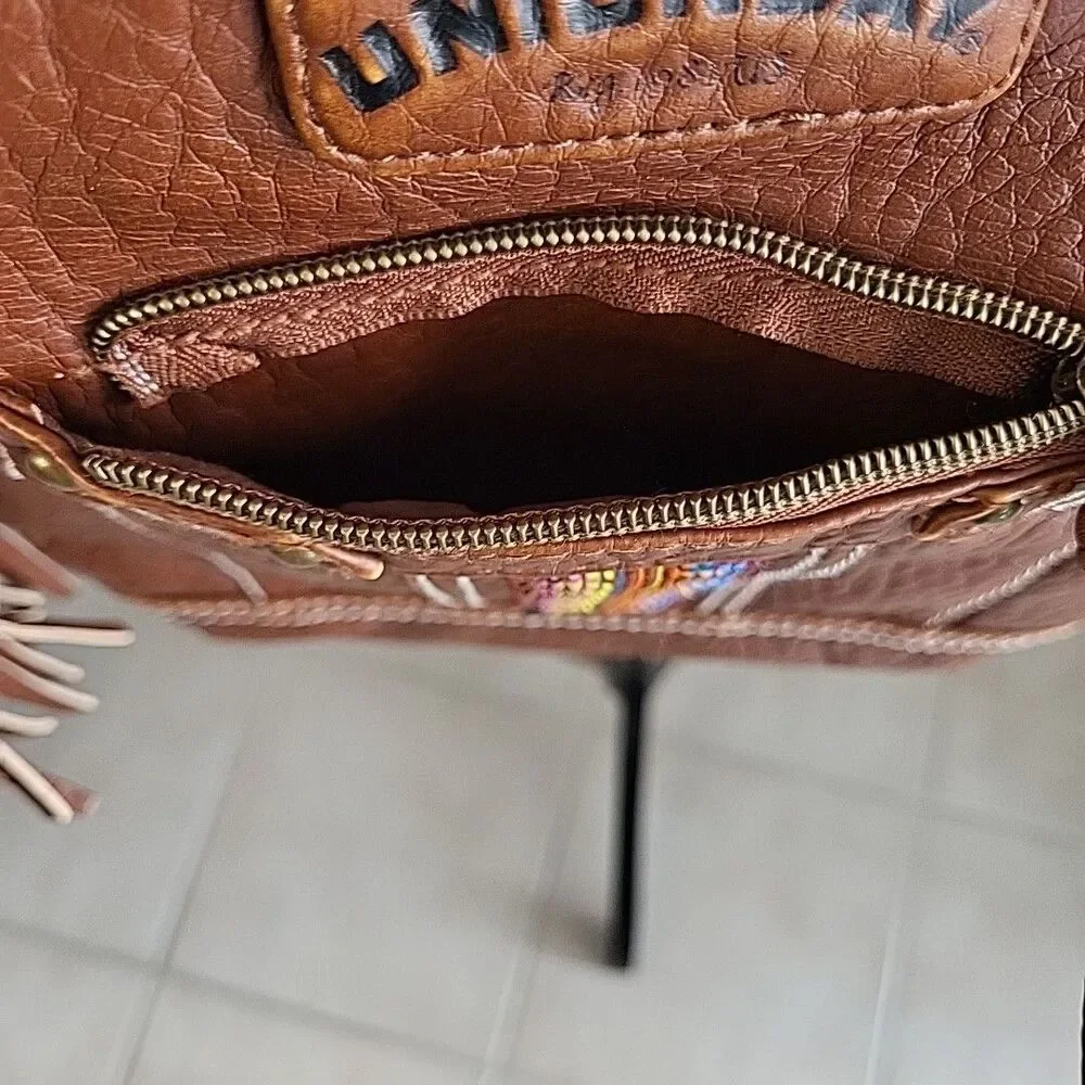 VINTAGE 90s Y2K Union Bay Crossbody Bag‎ Grunge Boho Aztec Tassels Utility